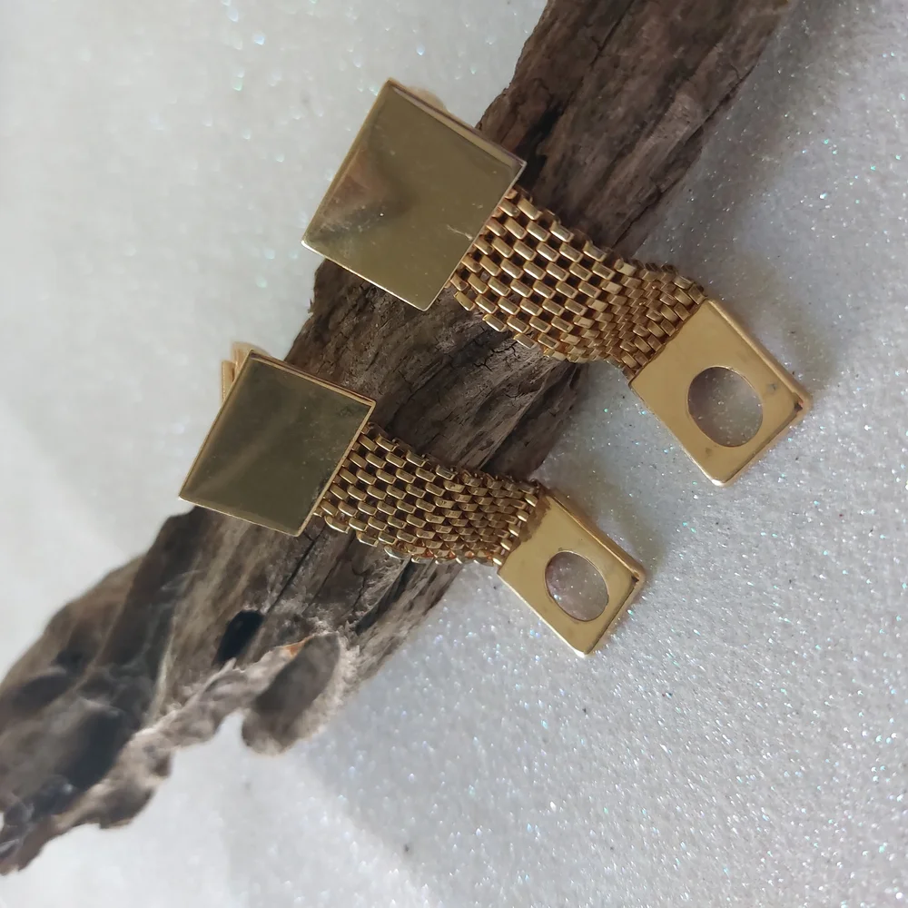 Dante Gold Mesh Cuff Links with Textured Design, Estate Jewelry, Vintage
